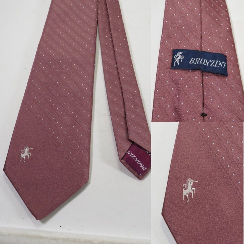 Vintage Mauv Light Maroon Burgundy Dots Bronzini Unicorn Italian Men's Necktie